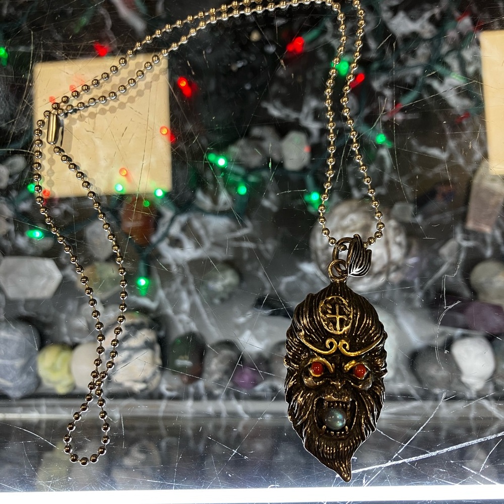 Gold and Red Pendant Necklace